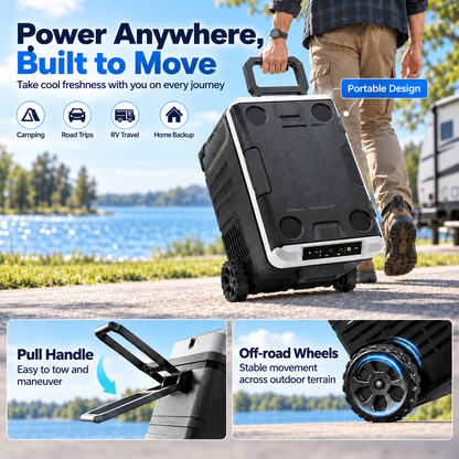 53QT 12V Portable Car Refrigerator – Dual Zone Fridge & Freezer